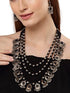 German Silver Stone-Studded Layered Necklace