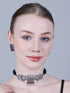 Peacock Choker Necklace Oxidised Maroon stone square - SayToLove - Jewelry Store