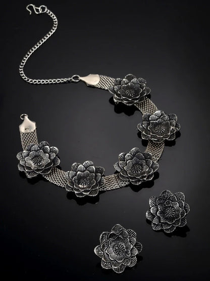 Flower Oxidised Flower Choker Necklace - SayToLove - Jewelry Store