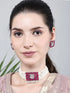 Stone-Studded Necklace & Earrings Set Small Moti Mahroon Square - SayToLove - Jewelry Store